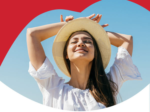 Woman enjoying the sun protection for lips with Blistex